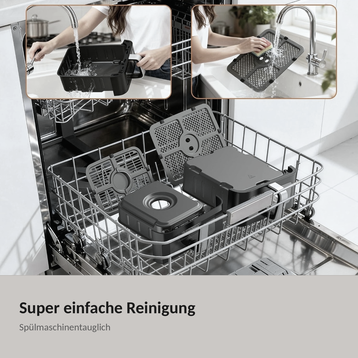 NOSCHA Heißluftfritteuse Dual Basket (3,5 L + 6,5 L) – 2500 W, inkl. Kochbuch mit 50 Rezepten